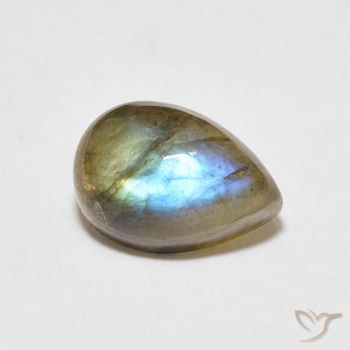 2.74ct Natural Multicolorido Labradorita, Formato de pêra, Translúcido