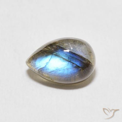 1.69ct Natural Multicolorido Labradorita, Formato de pêra, Translúcido
