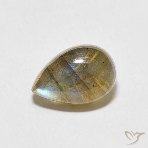 2.43ct Natural Multicolorido Labradorita, Formato de pêra, Translúcido