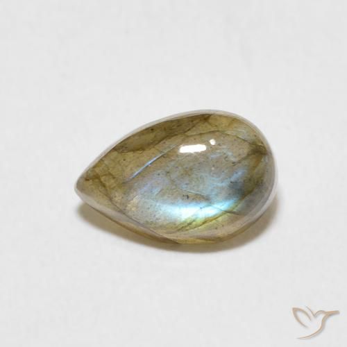 1.63ct Natural Multicolorido Labradorita, Formato de pêra, Translúcido