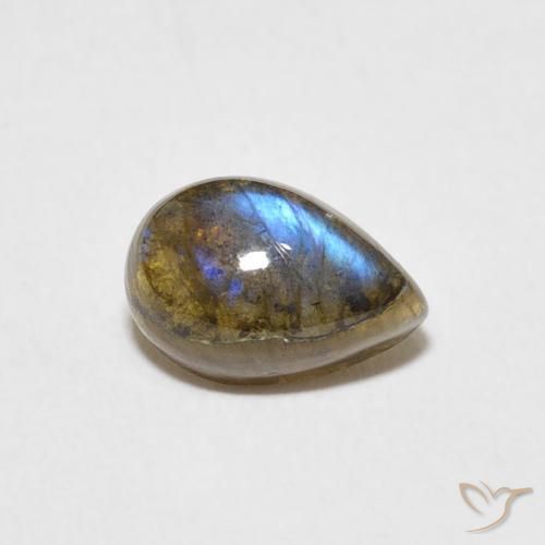 Labradorita Multicolorido Natural 1.66ct, Formato de pêra, Translúcido