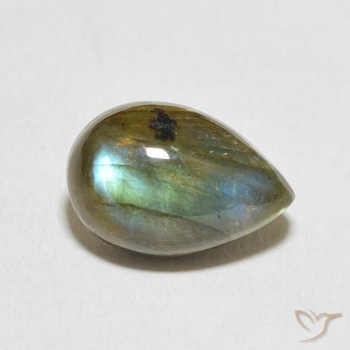 4.03ct Natural Multicolorido Labradorita, Formato de pêra, Translúcido