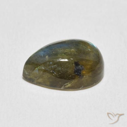 Labradorita Multicolorido Natural 4.03ct, Formato de pêra, Translúcido