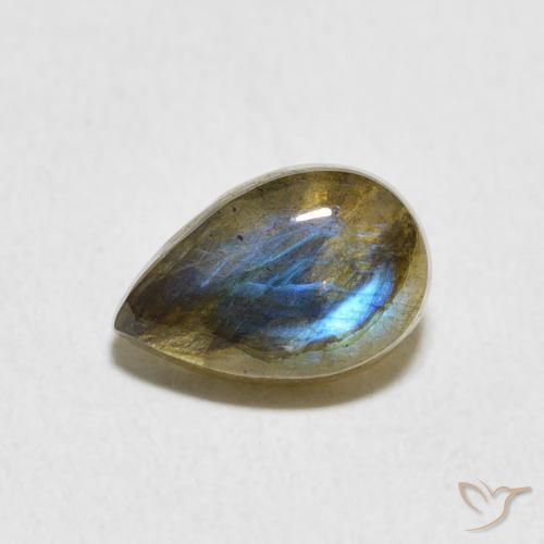1.63ct Natural Multicolorido Labradorita, Formato de pêra, Translúcido