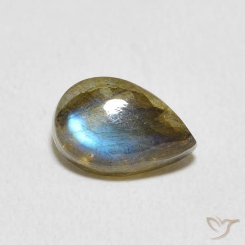 Labradorita Multicolorido Natural 1.63ct, Formato de pêra, Translúcido
