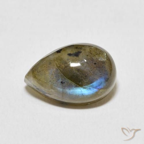 4.10ct Natural Multicolorido Labradorita, Formato de pêra, Translúcido