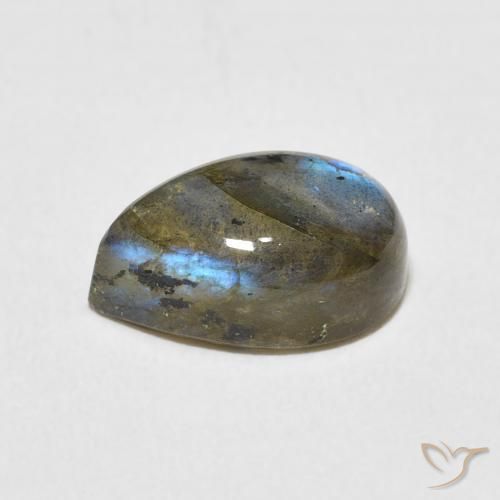 Labradorita Multicolorido Natural 4.10ct, Formato de pêra, Translúcido