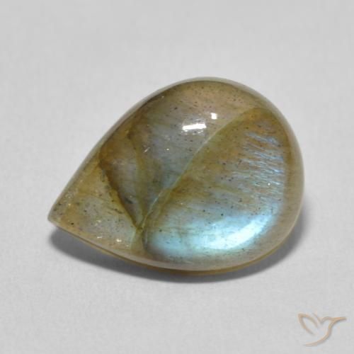 7.21ct Natural Multicolorido Labradorita, Formato de pêra, Translúcido
