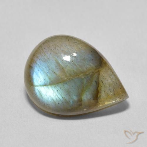 Labradorita Multicolorido Natural 7.21ct, Formato de pêra, Translúcido