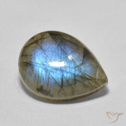 8.49ct Natural Multicolorido Labradorita, Formato de pêra, Translúcido