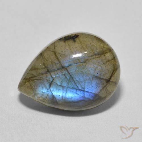 Labradorita Multicolorido Natural 8.49ct, Formato de pêra, Translúcido