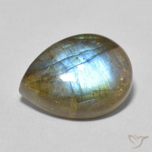 9.82ct Natural Multicolorido Labradorita, Formato de pêra, Translúcido