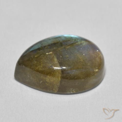 Labradorita Multicolorido Natural 9.82ct, Formato de pêra, Translúcido
