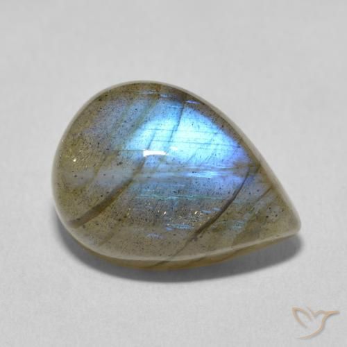 9.47ct Natural Multicolorido Labradorita, Formato de pêra, Translúcido