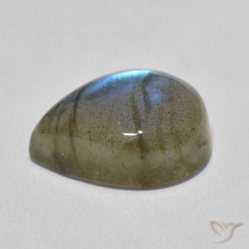 Labradorita Multicolorido Natural 9.47ct, Formato de pêra, Translúcido