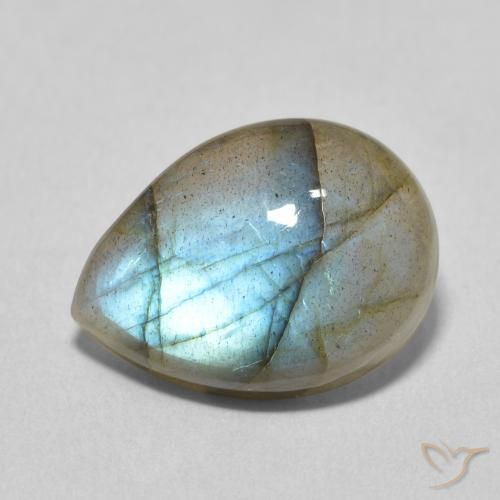 7.38ct Natural Multicolorido Labradorita, Formato de pêra, Translúcido