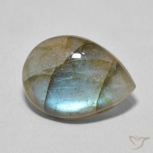 Labradorita Multicolorido Natural 7.38ct, Formato de pêra, Translúcido