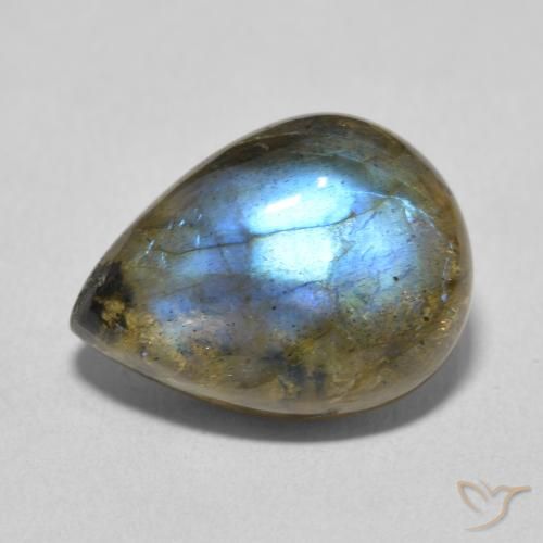 9.44ct Natural Multicolorido Labradorita, Formato de pêra, Translúcido