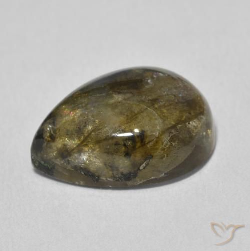 Labradorita Multicolorido Natural 9.44ct, Formato de pêra, Translúcido