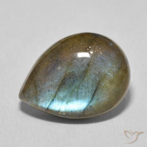7.27ct Natural Multicolorido Labradorita, Formato de pêra, Translúcido