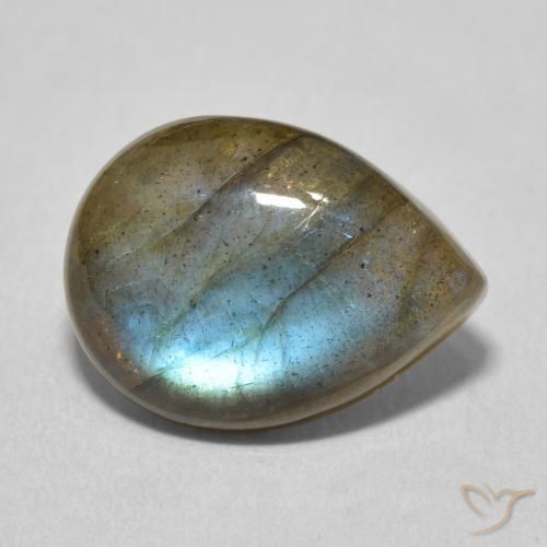 Labradorita Multicolorido Natural 7.27ct, Formato de pêra, Translúcido
