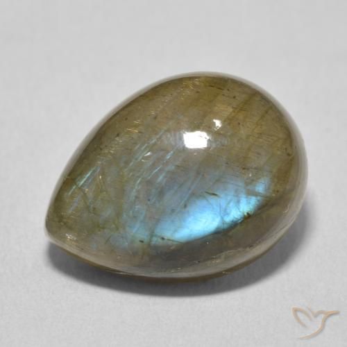 10.63ct Natural Multicolorido Labradorita, Formato de pêra, Translúcido