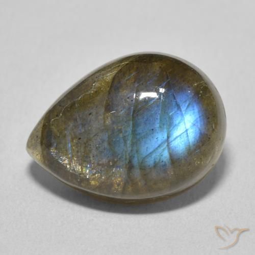 8.87ct Natural Multicolorido Labradorita, Formato de pêra, Translúcido