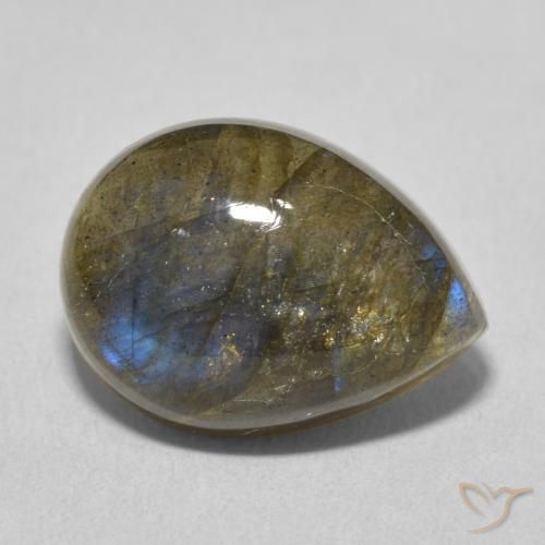 Labradorita Multicolorido Natural 8.87ct, Formato de pêra, Translúcido