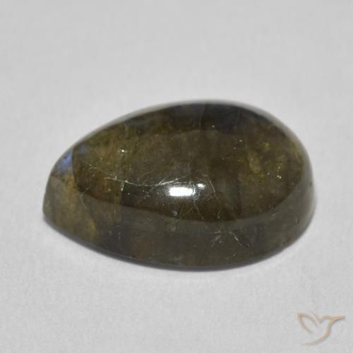 Labradorita Multicolorido Natural 8.87ct, Formato de pêra, Translúcido