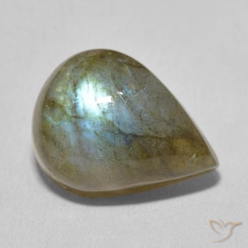 Labradorita Multicolorido Natural 9.59ct, Formato de pêra, Translúcido