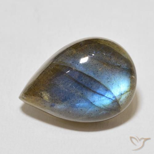 11.31ct Natural Multicolorido Labradorita, Formato de pêra, Translúcido