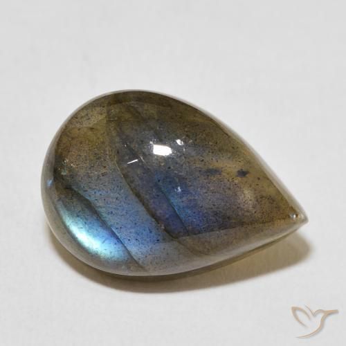 Labradorita Multicolorido Natural 11.31ct, Formato de pêra, Translúcido