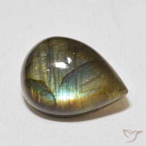 Labradorita Multicolorido Natural 12.51ct, Formato de pêra, Translúcido
