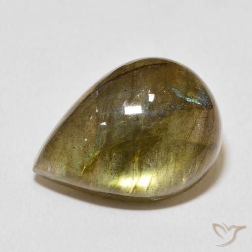 Labradorita Multicolorido Natural 11.26ct, Formato de pêra, Translúcido