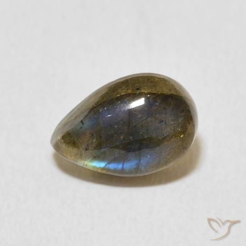 1.66ct Natural Multicolorido Labradorita, Formato de pêra, Translúcido