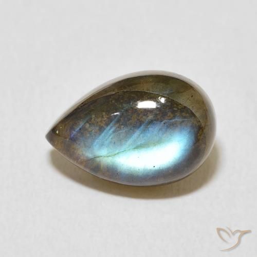 4.07ct Natural Multicolorido Labradorita, Formato de pêra, Translúcido