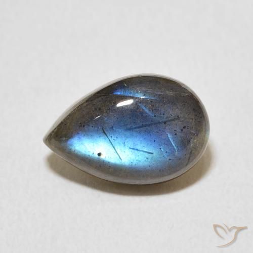 3.83ct Natural Multicolorido Labradorita, Formato de pêra, Translúcido