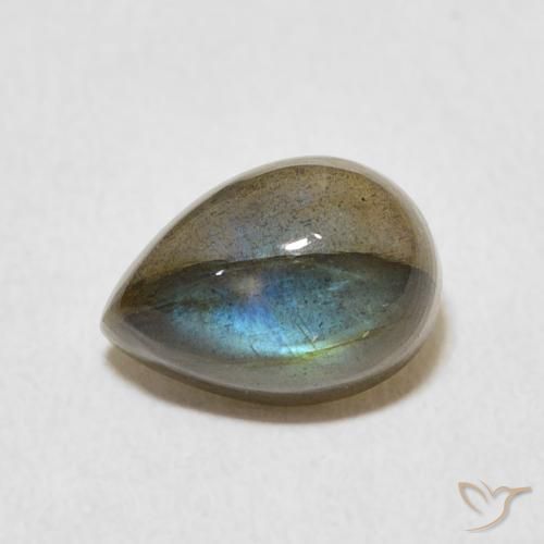 2.84ct Natural Multicolorido Labradorita, Formato de pêra, Translúcido