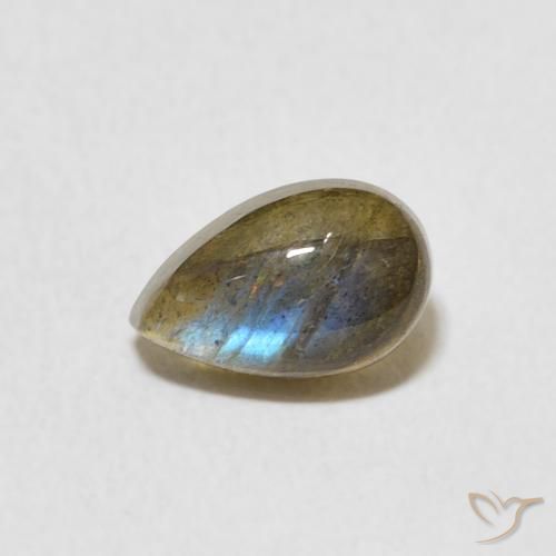 1.12ct Natural Multicolorido Labradorita, Formato de pêra, Translúcido