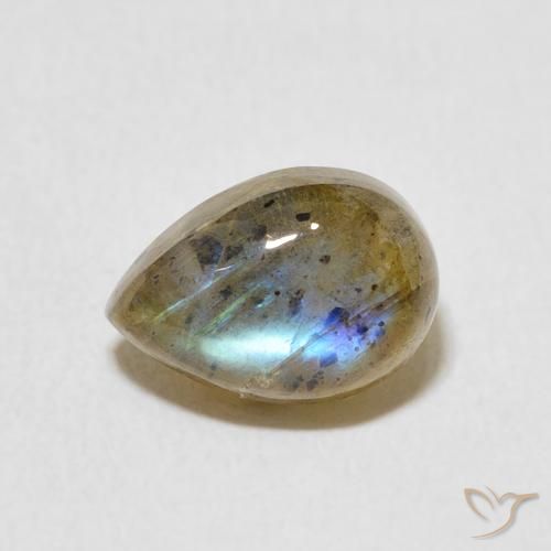 2.51ct Natural Multicolorido Labradorita, Formato de pêra, Translúcido