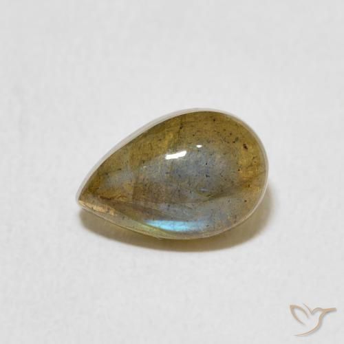 1.66ct Natural Multicolorido Labradorita, Formato de pêra, Translúcido
