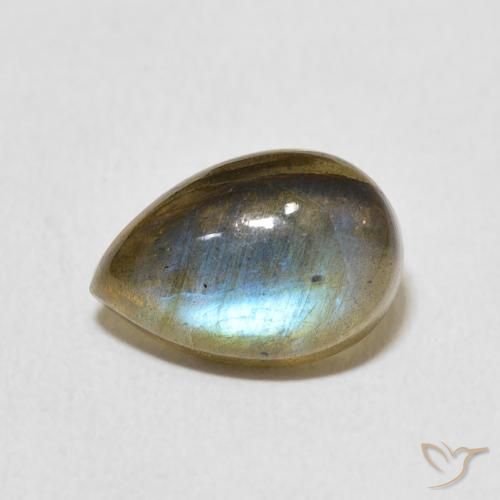 3.43ct Natural Multicolorido Labradorita, Formato de pêra, Translúcido