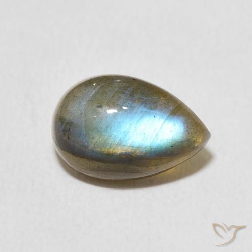 Labradorita Multicolorido Natural 3.43ct, Formato de pêra, Translúcido