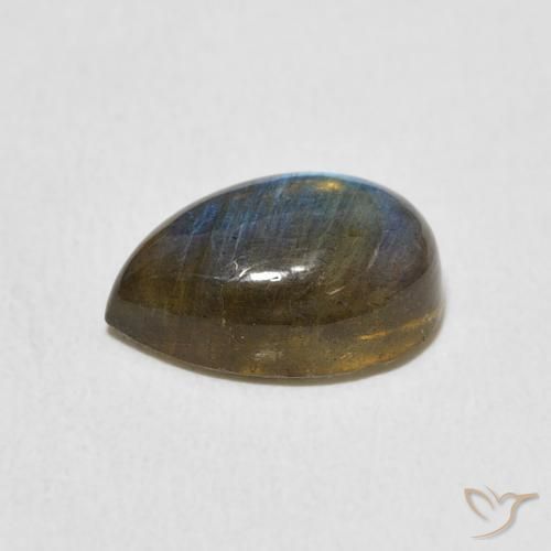 Labradorita Multicolorido Natural 3.43ct, Formato de pêra, Translúcido