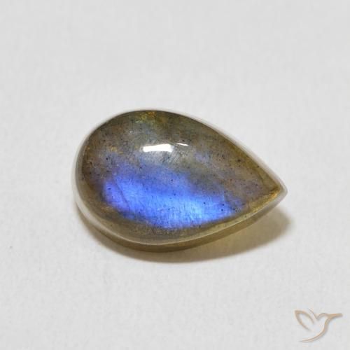 Labradorita Multicolorido Natural 3.49ct, Formato de pêra, Translúcido