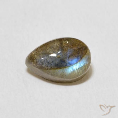 1.87ct Natural Multicolorido Labradorita, Formato de pêra, Translúcido