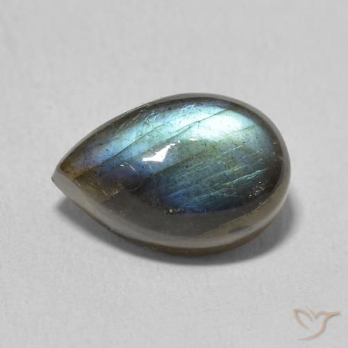 4.13ct Natural Multicolorido Labradorita, Formato de pêra, Translúcido