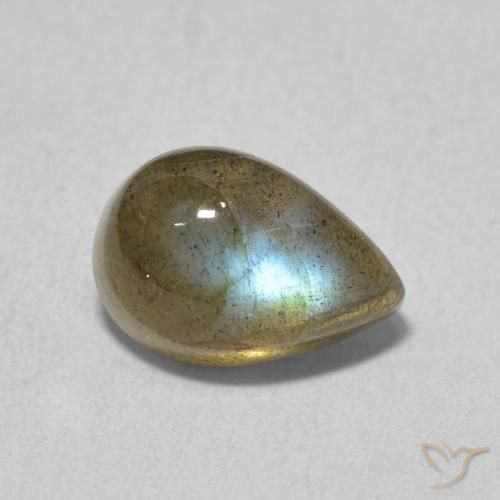 2.43ct Natural Multicolorido Labradorita, Formato de pêra, Translúcido