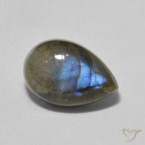 4.10ct Natural Multicolorido Labradorita, Formato de pêra, Translúcido