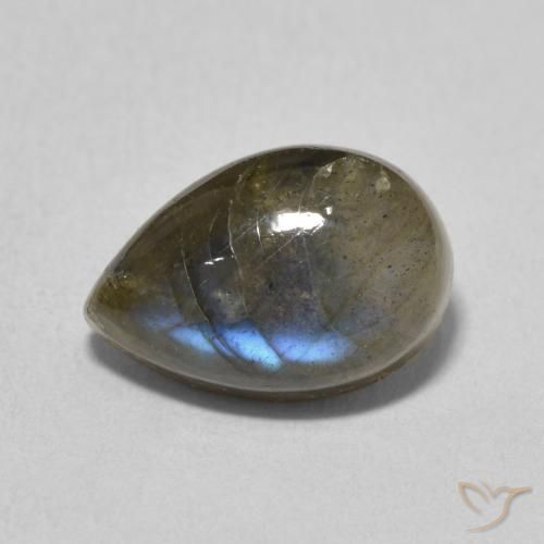 Labradorita Multicolorido Natural 4.10ct, Formato de pêra, Translúcido